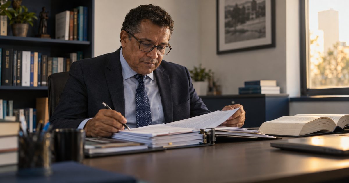 Procurador municipal analisando um processo de contratação direta